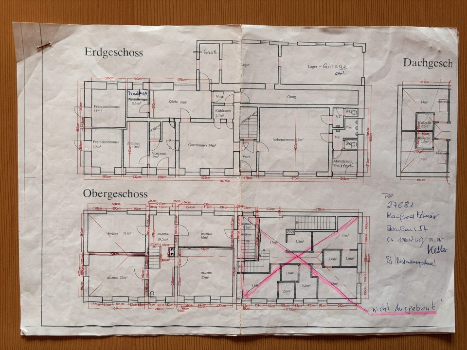 Bestandsplan EG OG DG, Wohn- und Geschäftshaus in Steinhaus